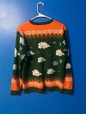 Men's Green and Orange Holiday Knit Sweater